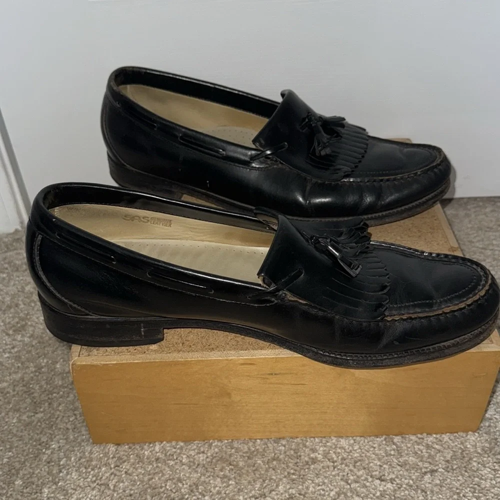 SAS Loafer Kiltie Tassel Slip On Shoes Men's Size 13 Slim Black Leather Comfort